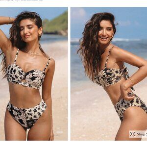 NWT Cupshe Escaping Boho Twist Bikini Top & High-Rise Bottoms Set S/M